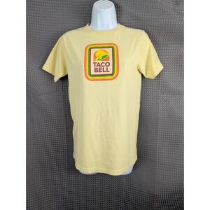 Taco Bell Retro Logo T Shirt Small Yellow Rainbow Graphic Tee Fast Food